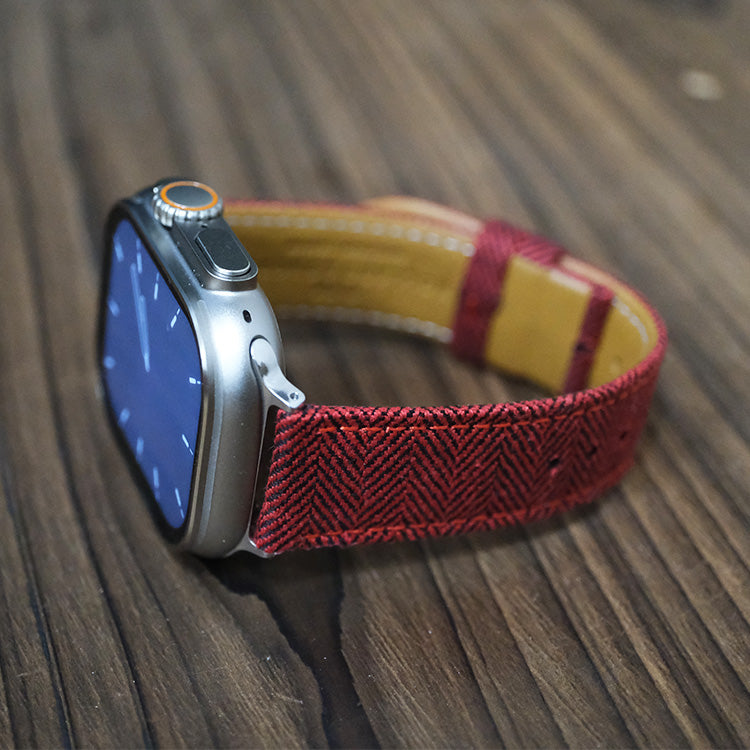 Red Blenheim Herringbone Apple Strap