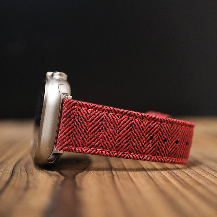 Red Blenheim Herringbone Apple Strap