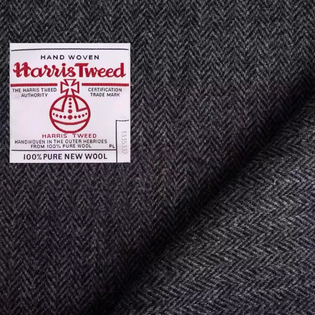 (Bespoke) HARRIS TWEED® Dark Grey Herringbone Watch Strap