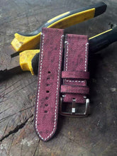 (Bespoke) Burgundy Lightly Distressed Canvas Strap