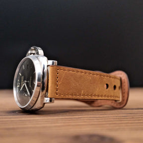 Luxury Vintage Brown Italian Calf Leather Strap with Pin Buckle
