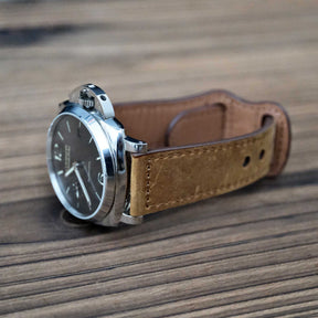 Luxury Vintage Brown Italian Calf Leather Strap with Pin Buckle