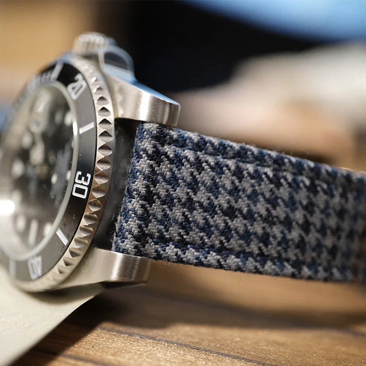 (Bespoke Item) Blue Windsor Houndstooth Strap