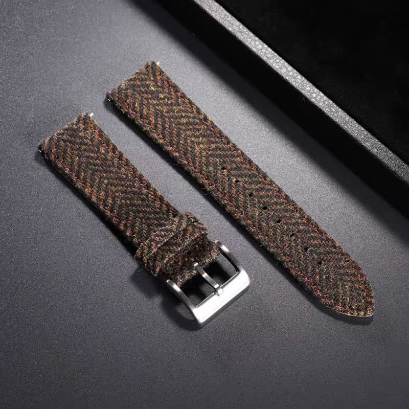 (Bespoke) HARRIS TWEED® Army Green Herringbone Watch Strap