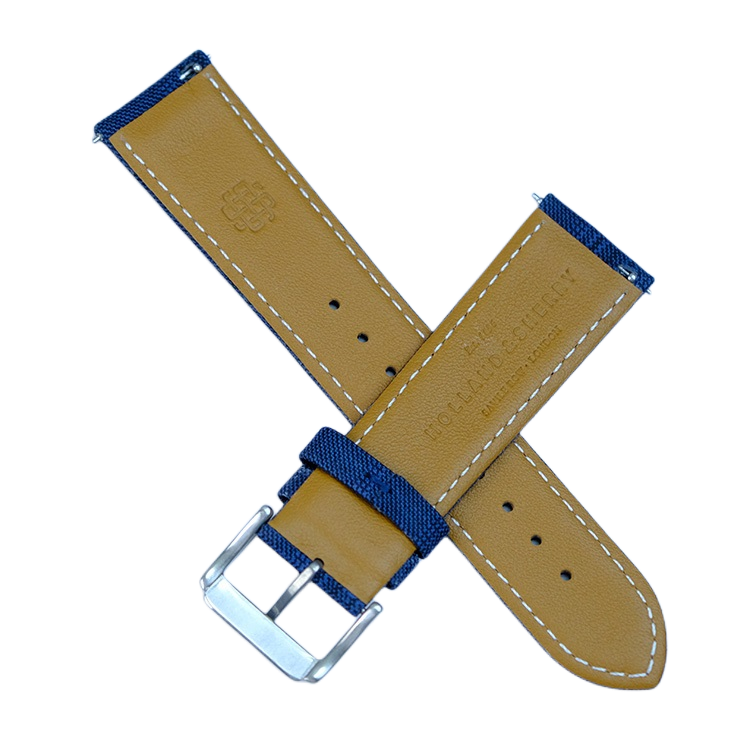 Navy Hairline Plaid Fancy Watch Band