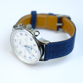 Navy Hairline Plaid Fancy Watch Band