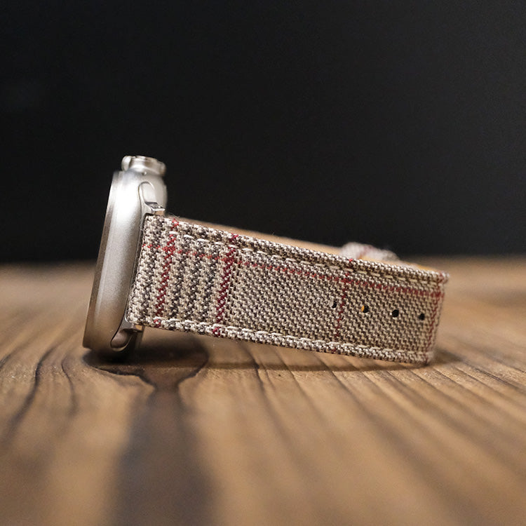 Beige & Red British Royal I Strap Apple Strap