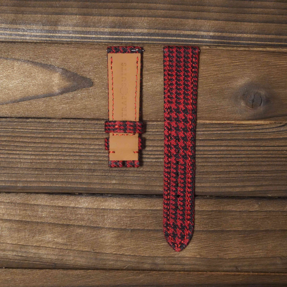 (Bespoke) Coral Red Royal Striped Watch Strap