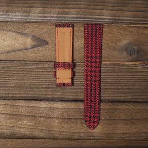 (Bespoke) Coral Red Royal Striped Watch Strap
