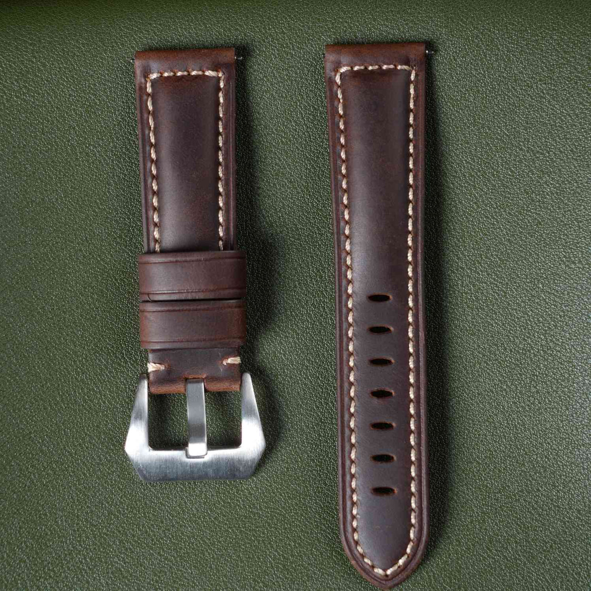 【Crazy Horse】Patina Dark Brown Waxed Strap