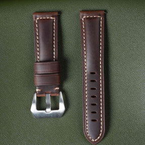 【Crazy Horse】Patina Dark Brown Waxed Strap