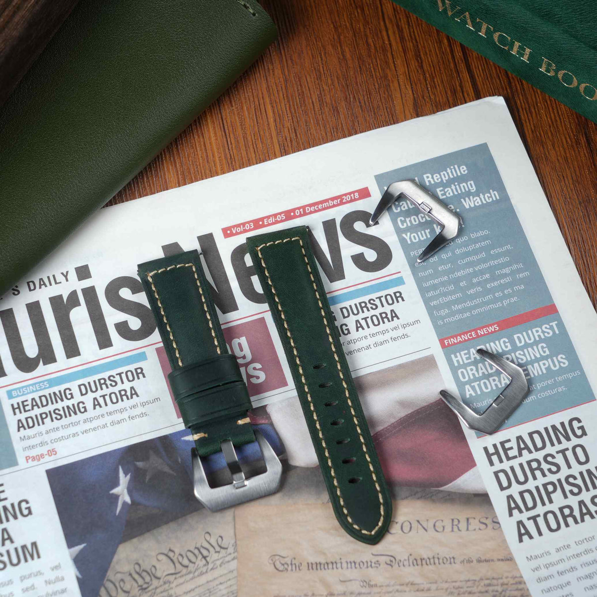 【Crazy Horse】Patina Forest Green Waxed Strap