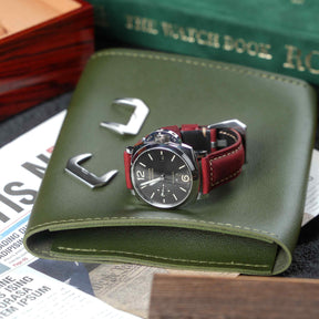 【Crazy Horse】Patina Burgundy Waxed Strap