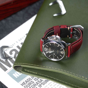 【Crazy Horse】Patina Burgundy Waxed Strap