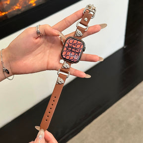 Camellia Metal Slim Leather Apple Watch Strap