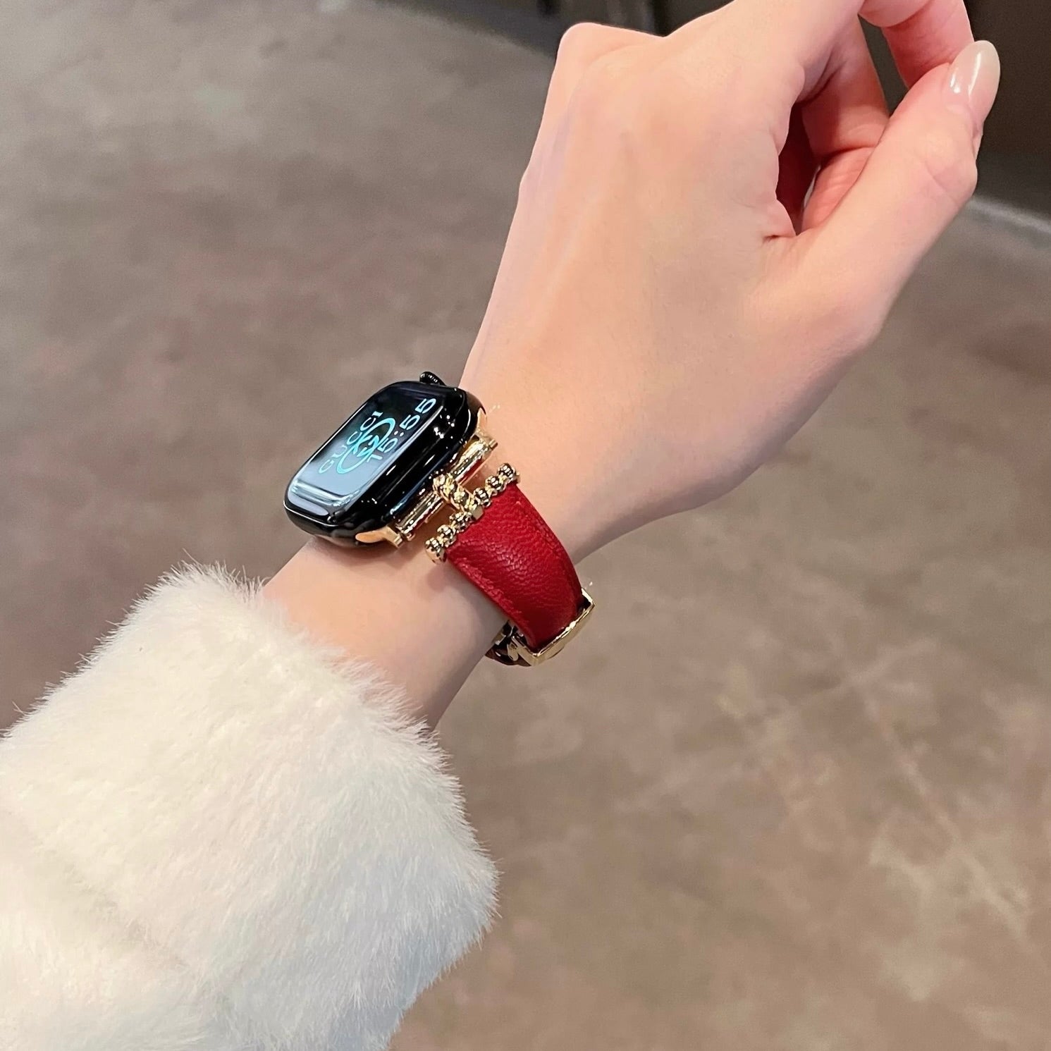 Baguette Butterfly Buckle Leather Apple Watch Strap
