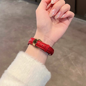 Baguette Butterfly Buckle Leather Apple Watch Strap