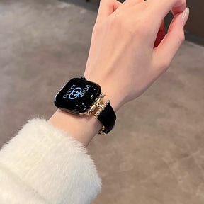 Baguette Butterfly Buckle Leather Apple Watch Strap
