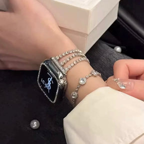 Three-Line Diamond Metal Apple Watch Strap
