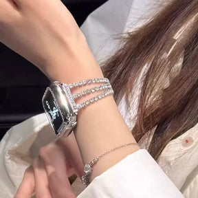 Three-Line Diamond Metal Apple Watch Strap
