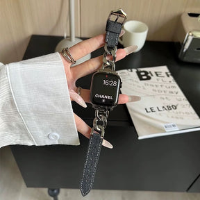 Denim and Metal Chain Apple Watch Strap