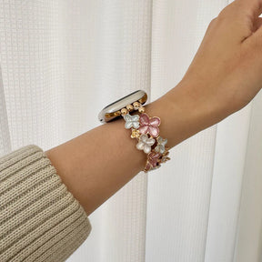 Pink Four-Leaf Clover Bracelet Apple Watch Strap