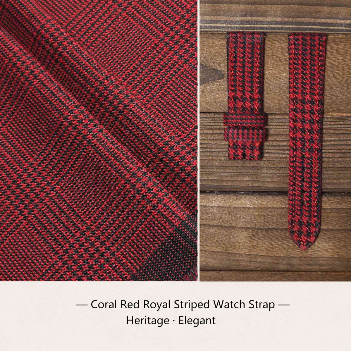 (Bespoke) Coral Red Royal Striped Watch Strap