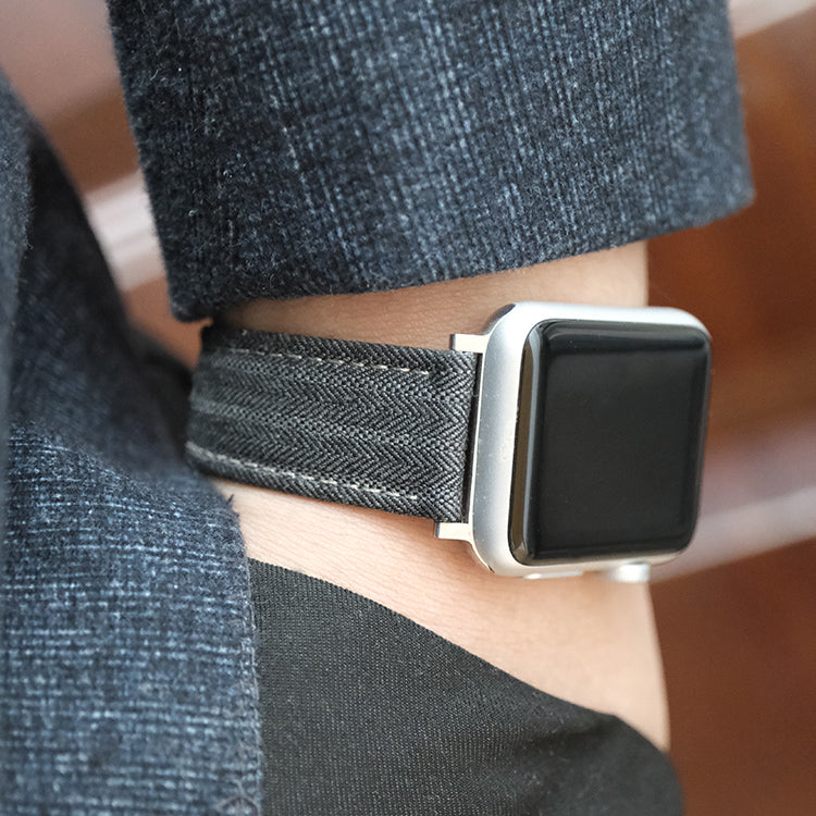 Dark Grey Herringbone Apple Watch Band