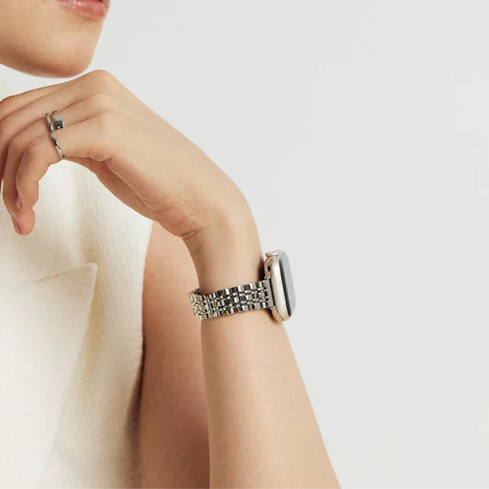 Silver Five-Bead Bracelet Apple Watch Strap