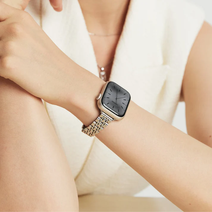 Silver Five-Bead Bracelet Apple Watch Strap