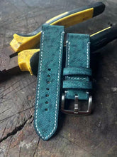 (Bespoke) Teal Blue Lightly Distressed Canvas Strap