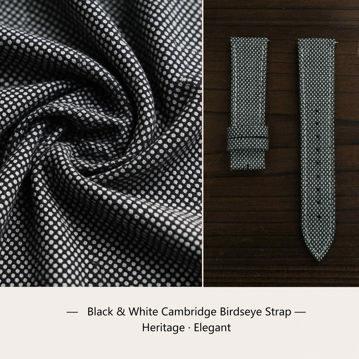 (Bespoke) Black & White Cambridge Birdseye Strap
