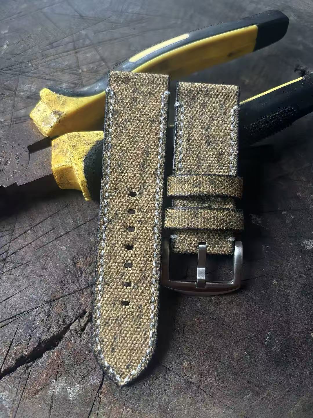 (Bespoke) Light Khaki Lightly Distressed Canvas Strap