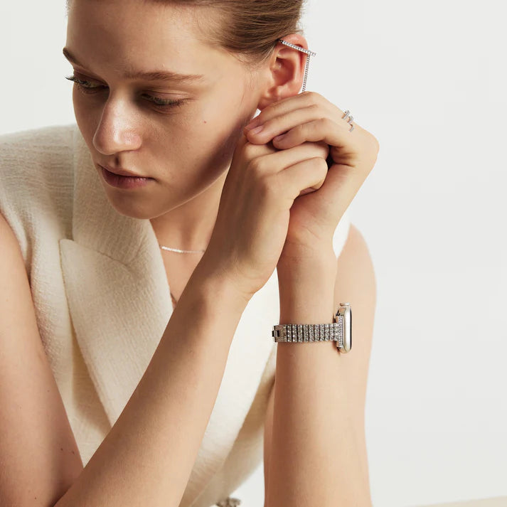 Silver Diamond Time Bracelet Apple Watch Strap