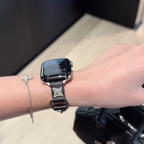 Camellia Metal Slim Leather Apple Watch Strap