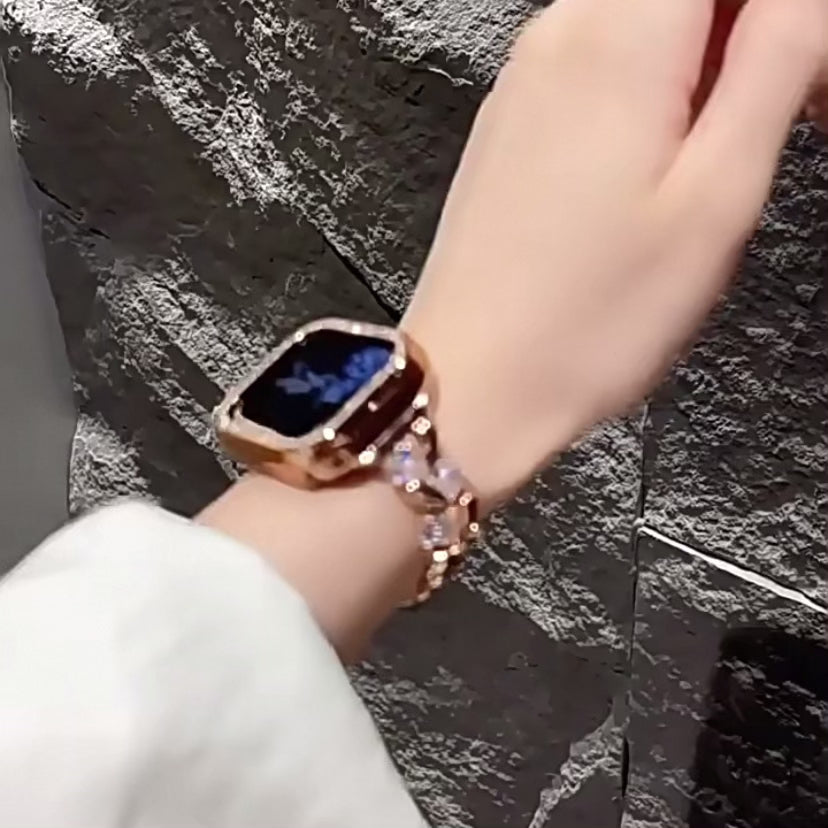 Luxury Heart-Shaped Swarovski Crystal Apple Watch Strap