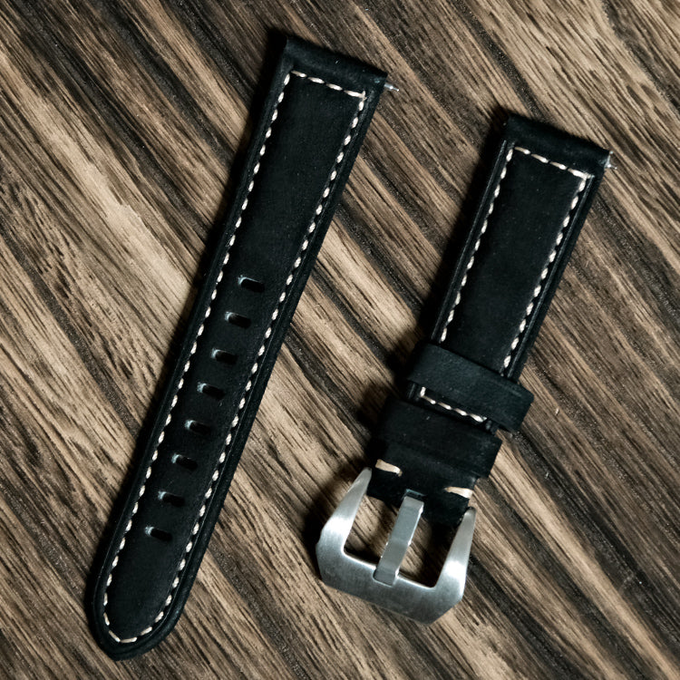 Black Suede Italian Calf Leather Watch Bands