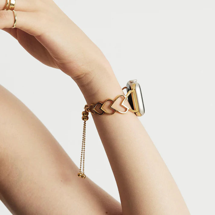 Gold Heart-Shaped Bracelet Apple Watch Strap