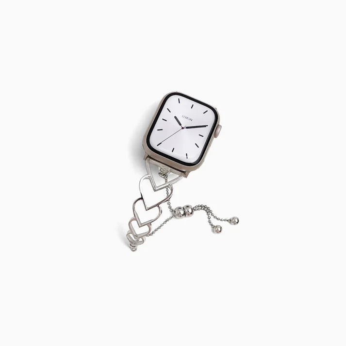 Silver Heart-Shaped Bracelet Apple Watch Strap