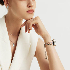 Silver Heart-Shaped Bracelet Apple Watch Strap