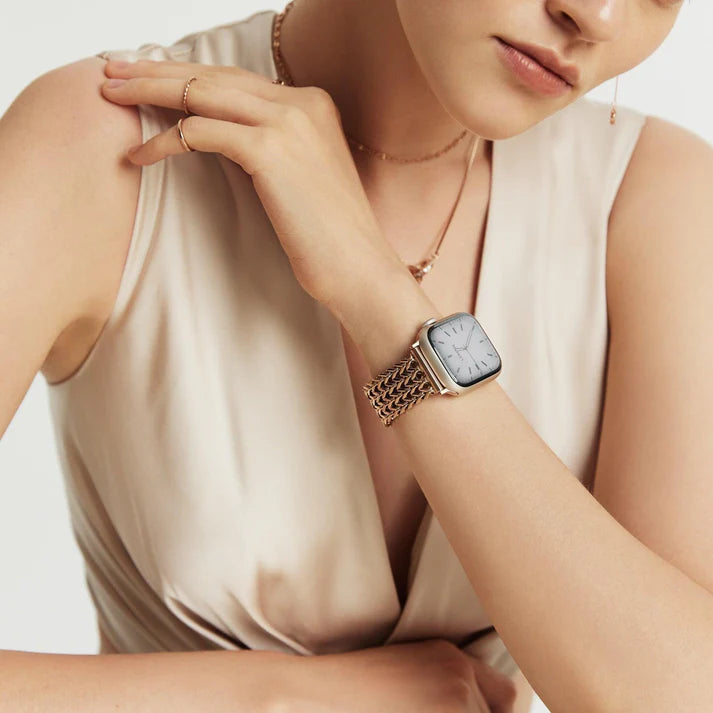 Rose Gold Stainless Steel Mesh Apple Watch Strap