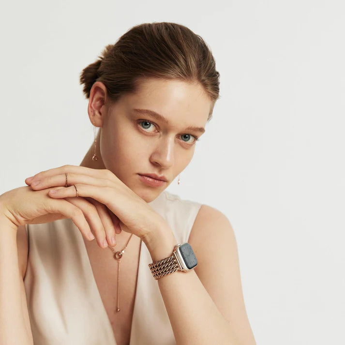 Rose Gold Stainless Steel Mesh Apple Watch Strap