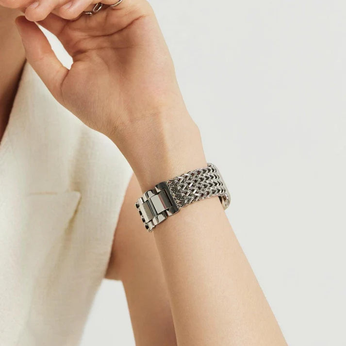 Silver Stainless Steel Mesh Apple Watch Strap