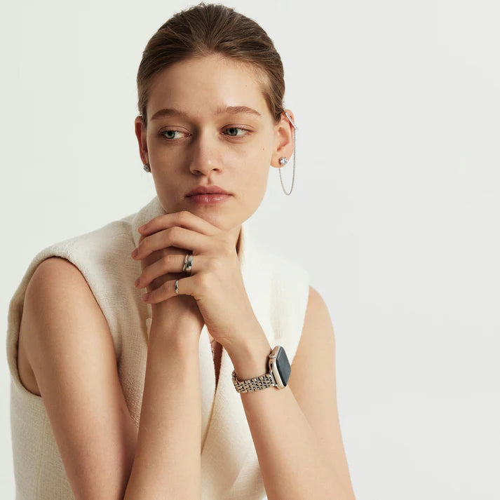 Silver Five-Bead Bracelet Apple Watch Strap