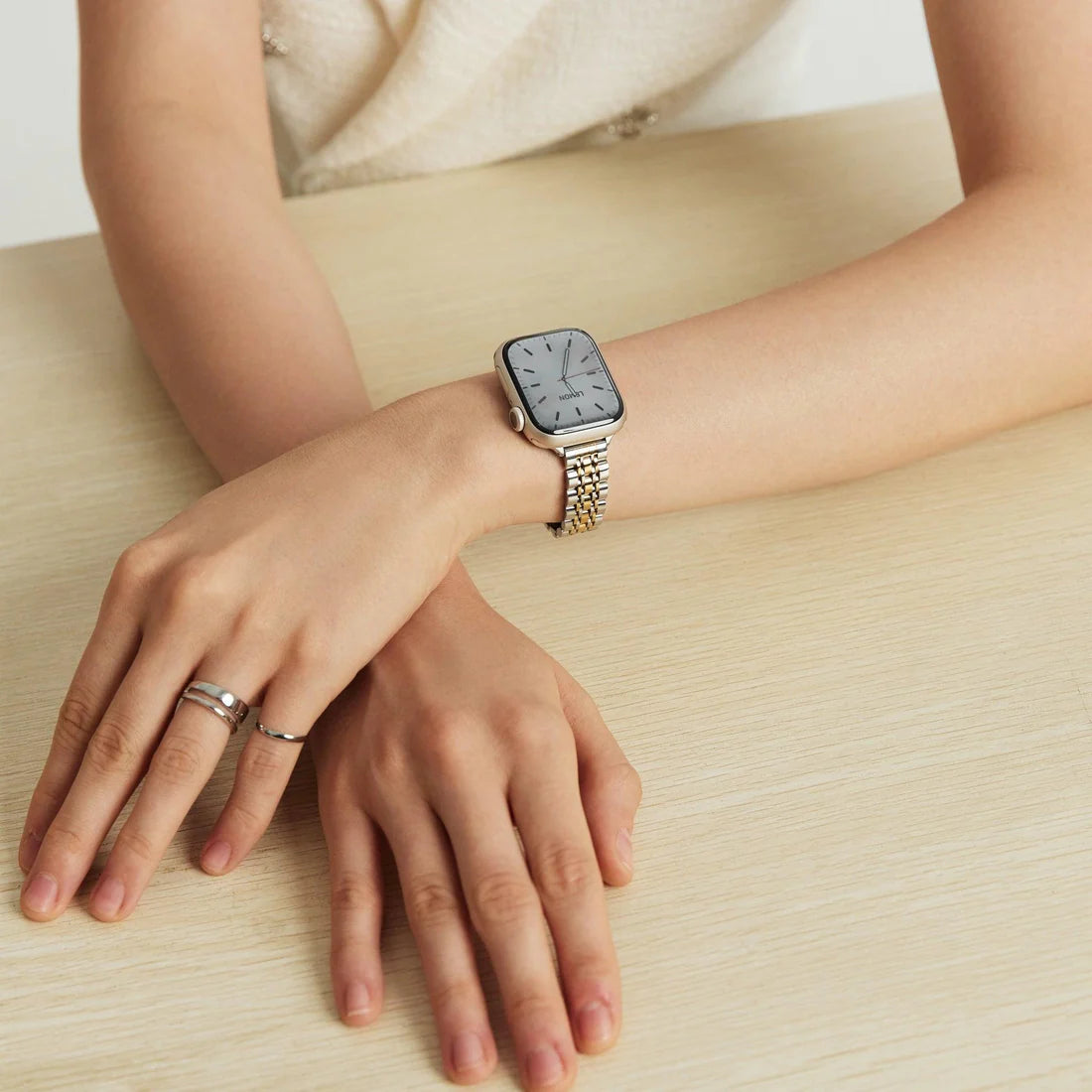 Silver-Gold Five-Bead Bracelet Apple Watch Strap